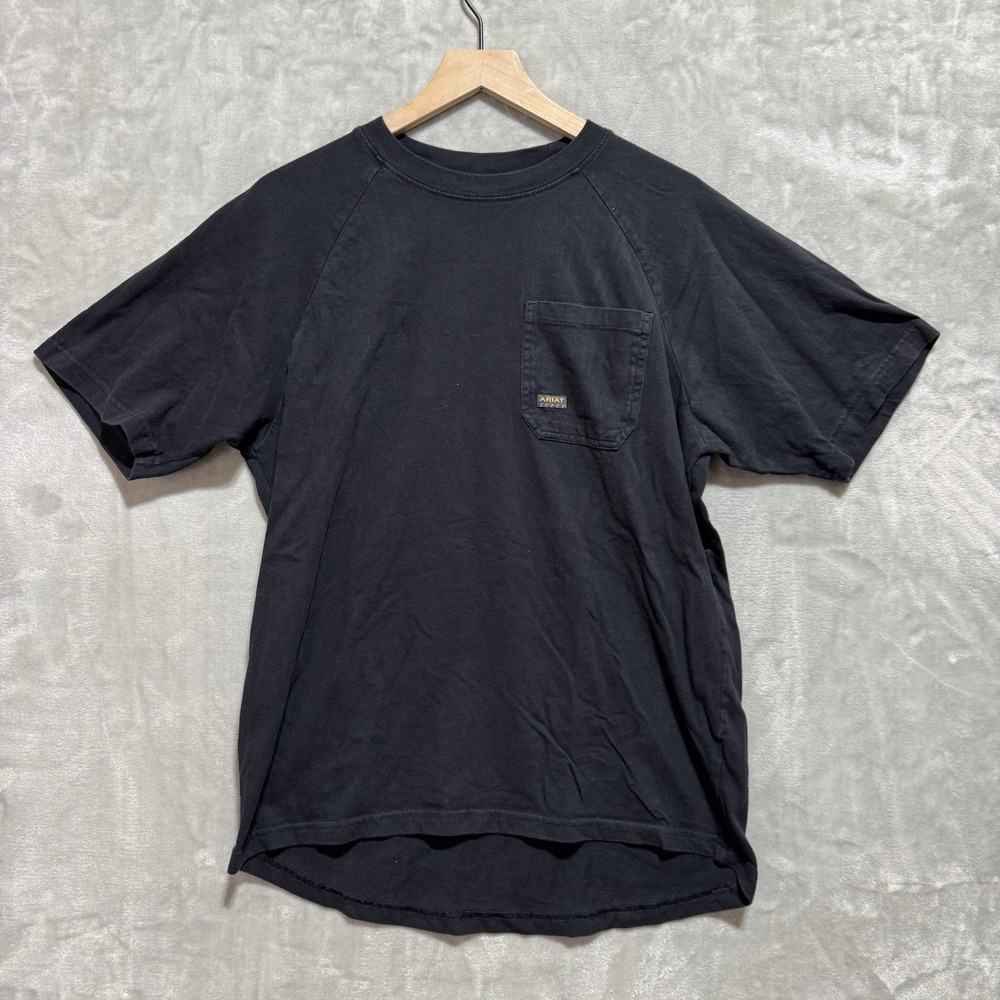 Ariat Rebar Pocket T-Shirt Men's Medium Black Workwear Utility Chest Pocket